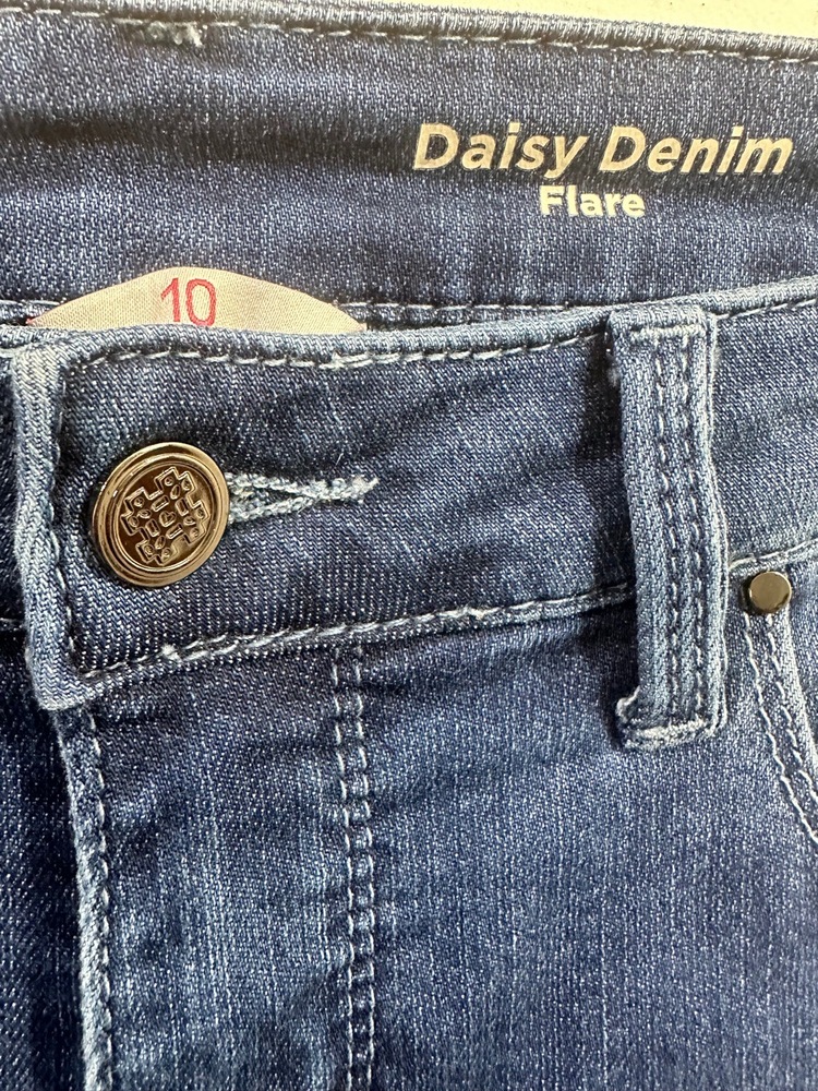 Laurie Felt Los Angeles Jeans Women Sz 10 Blue Flare Frayed Hem 5-Pocket Stretch - Picture 5 of 15